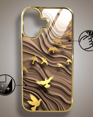 Etui do iPhone 16 IBIZU Elite Glass z MagSafe, Zwierzęta, Piaskowa odyseja, złote