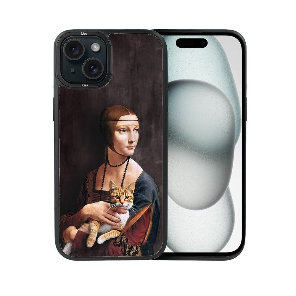 Etui do iPhone 15 IBIZU DropGuard Matt z MagSafe, Leonardo Da Vinci, dama z kotem - obrazek 2