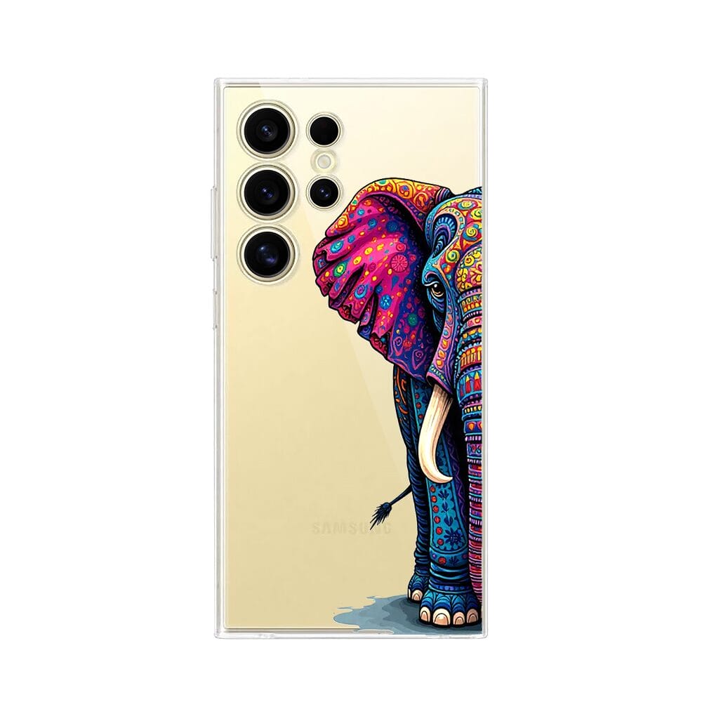 Etui do Samsung Galaxy S24 Ultra przeźroczyste, silikonowe Flexi, Dzika Mandala, Słoń