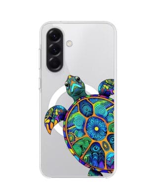 Etui do Samsung Galaxy A56 5G z MagSafe przeźroczyste, silikonowe Flexi, Dzika Mandala, Żółw
