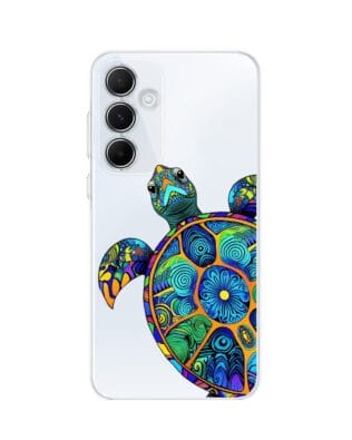 Etui do Samsung Galaxy A55 5G przeźroczyste, silikonowe Flexi, Dzika Mandala, Żółw