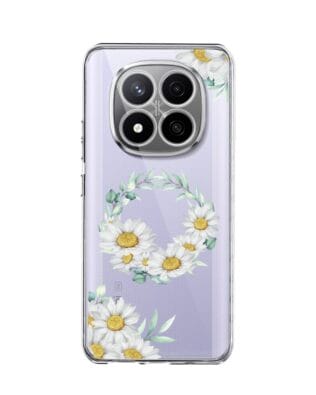 Etui do Xiaomi Redmi Note 14 Pro 4G przeźroczyste, silikonowe Flexi, wianek stokrotek