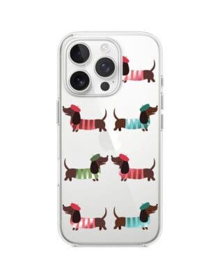 Etui do iPhone 14 Pro przeźroczyste, silikonowe Flexi, jamnik w Paryżu