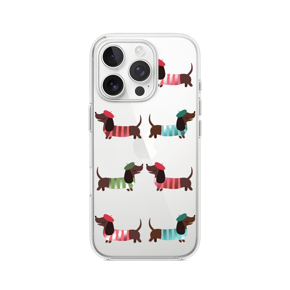 Etui do iPhone 14 Pro przeźroczyste, silikonowe Flexi, jamnik w Paryżu