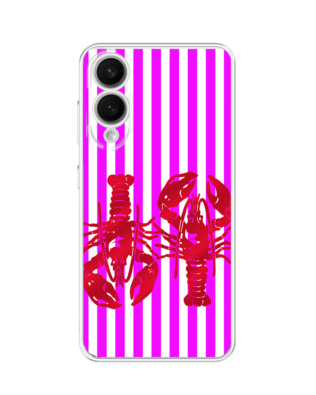 Etui do Samsung Galaxy S25 Edge przeźroczyste, silikonowe Flexi, kraby z różowymi paskami