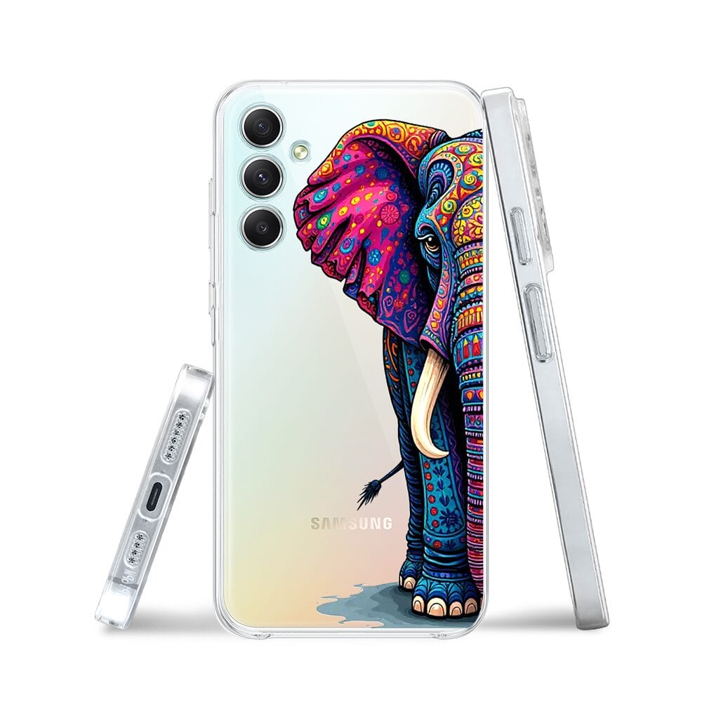 Etui do Samsung Galaxy A34 5G przeźroczyste, silikonowe Flexi, Dzika Mandala, Słoń - obrazek 3