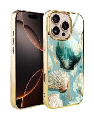 Etui do iPhone 16 Pro IBIZU Elite Glass z MagSafe Morze, Turkusowy skarb, złote