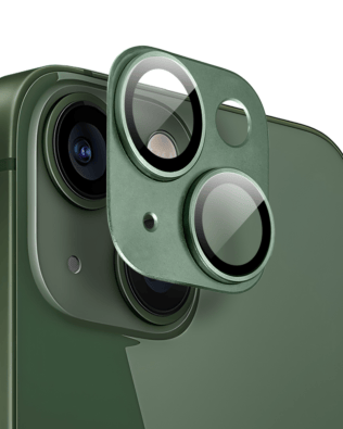 Metalowa osłona na cały aparat z wbudowanymi szkłami do iPhone 13 Mini, zielona