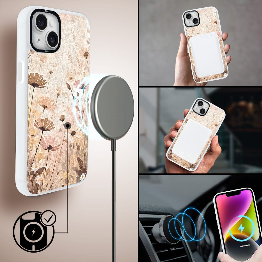 Etui do iPhone 14 IBIZU DropGuard Matt z MagSafe, Boho, Kwiatowa łąka - obrazek 8