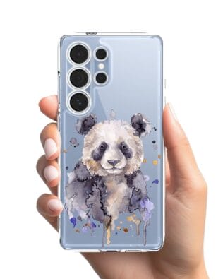 Etui do Samsung Galaxy S25 Ultra przeźroczyste, silikonowe Flexi, Akwarelowe Zoo, Panda
