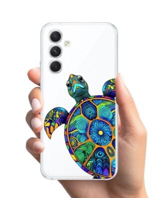 Etui do Samsung Galaxy A54 5G przeźroczyste, silikonowe Flexi, Dzika Mandala, Żółw