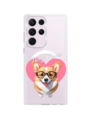 Etui do Samsung Galaxy S23 Ultra z MagSafe przeźroczyste, silikonowe Flexi, Puppy Love, pies rasy Corgi