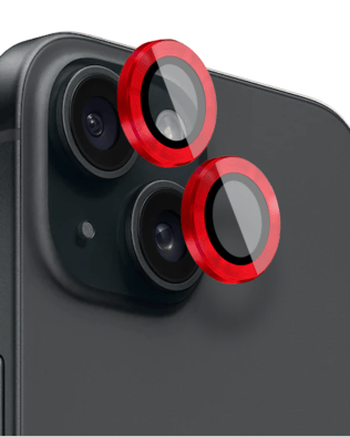 Metalowa osłona obiektywu aparatu ze szkła hartowanego 9H do iPhone 15, 1 zestaw, czerwona