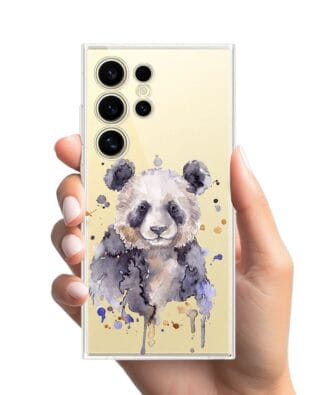 Etui do Samsung Galaxy S24 Ultra przeźroczyste, silikonowe Flexi, Akwarelowe Zoo, Panda