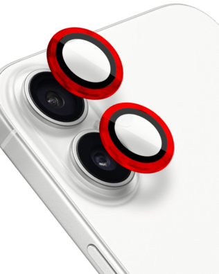 Metalowa osłona obiektywu aparatu ze szkła hartowanego 9H do iPhone 16, 1 zestaw, czerwona