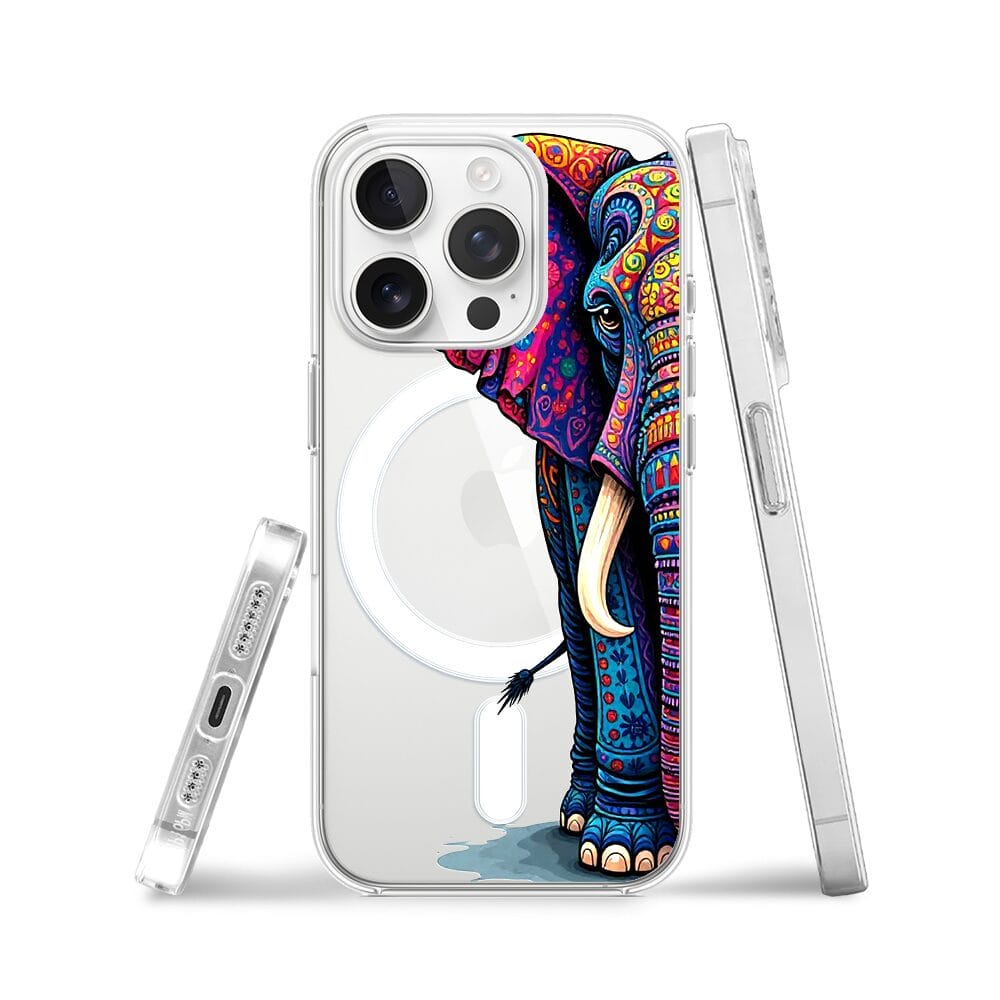 Etui do iPhone 13 Pro z MagSafe przeźroczyste, silikonowe Flexi, Dzika Mandala, Słoń - obrazek 3