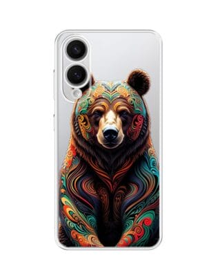 Etui do Samsung Galaxy S25 Edge przeźroczyste, silikonowe Flexi, Dzika Mandala, Niedźwiedź