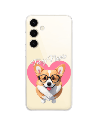 Etui do Samsung Galaxy S24 Plus przeźroczyste, silikonowe Flexi, Puppy Love, pies rasy Corgi