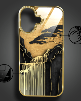 Etui do iPhone 16 Plus IBIZU Elite Glass z MagSafe Magia Azji, Złoty wodospad, złote