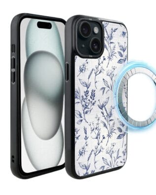 Etui do iPhone 15 IBIZU DropGuard Matt z MagSafe, Pastel Bloom, Lazurowe szepty