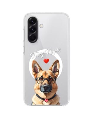 Etui do Samsung Galaxy A56 5G z MagSafe przeźroczyste, silikonowe Flexi, Puppy Love, pies rasy Owczarek Niemiecki