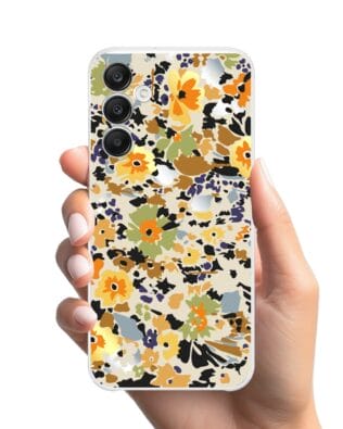 Etui do Samsung Galaxy A25 5G przeźroczyste, silikonowe Flexi, malowane kwiatki
