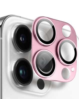 Metalowa osłona na cały aparat z wbudowanymi szkłami do iPhone 14 Pro Max, różowa