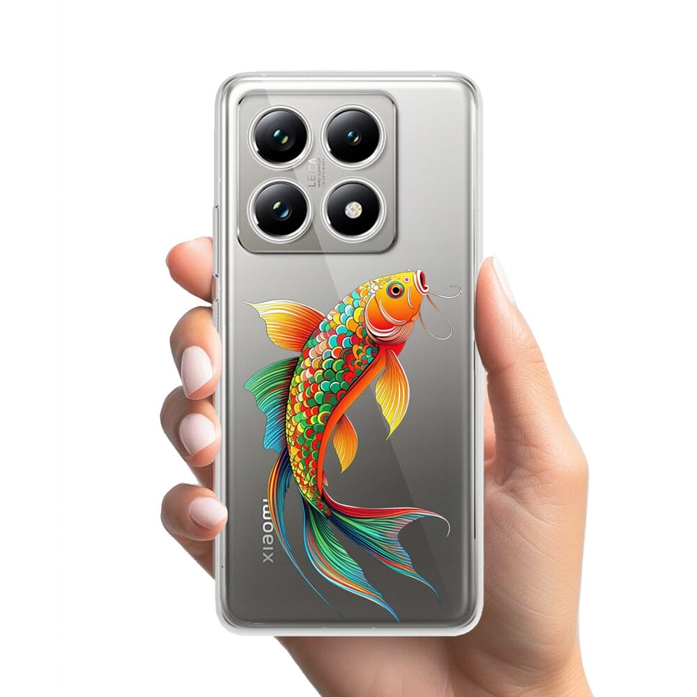 Etui do Xiaomi 14T Pro przeźroczyste, silikonowe Flexi, Akwarelowe Zoo, Złota ryba - obrazek 2