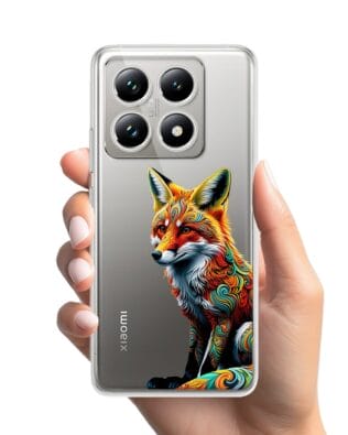 Etui do Xiaomi 14T Pro przeźroczyste, silikonowe Flexi, Dzika Mandala, Lis