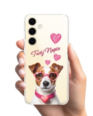 Etui do Samsung Galaxy S24 przeźroczyste, silikonowe Flexi, Puppy Love, pies rasy Jack Russell Terrier