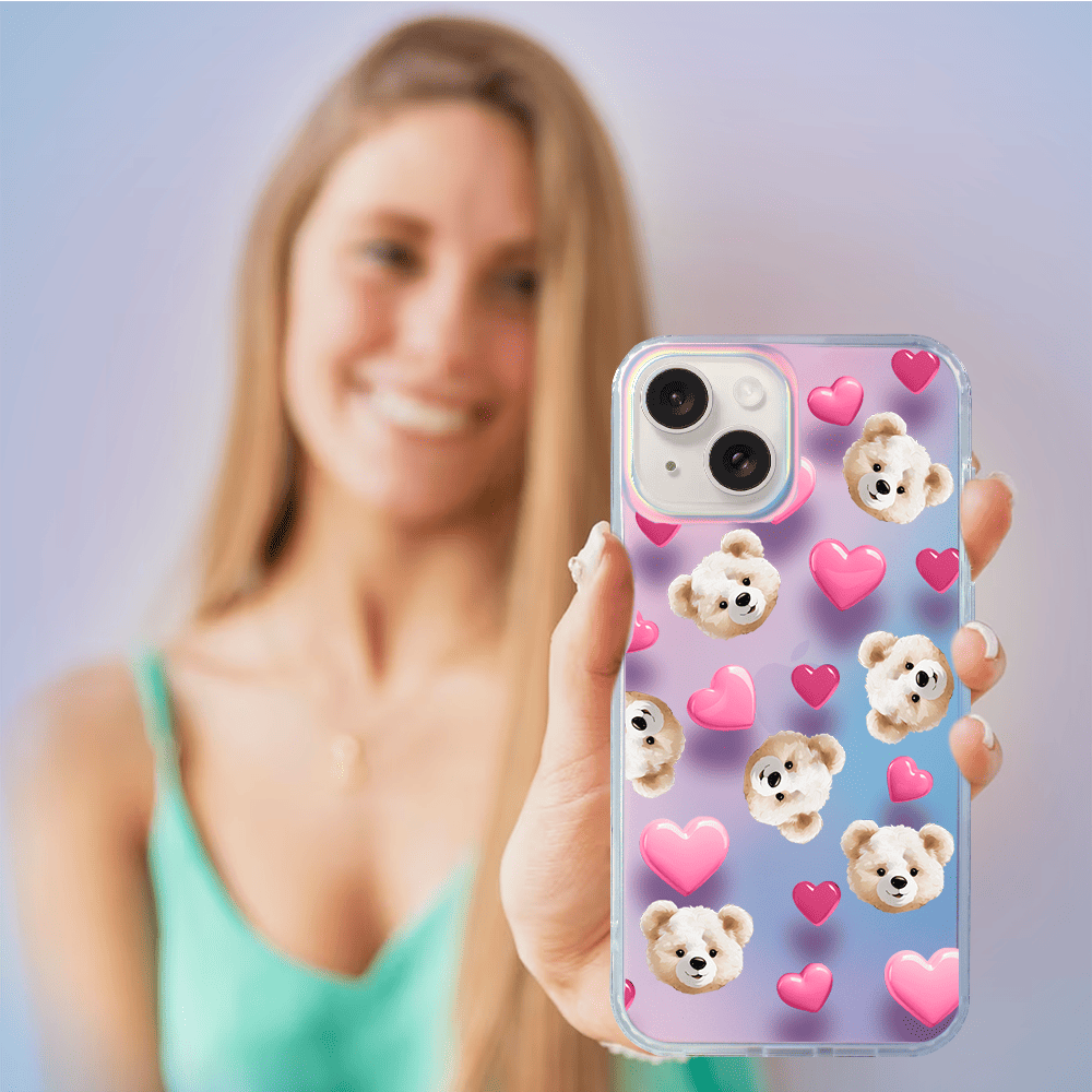 Etui do iPhone 14 IBIZU California Sunset z MagSafe, zmieniające kolor, Love Mood, miś i serduszka - obrazek 5