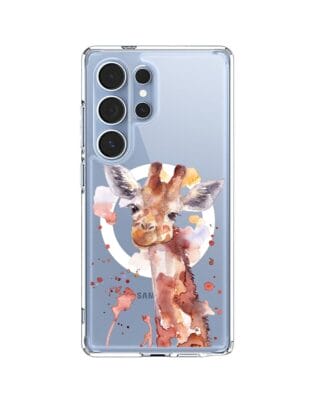 Etui do Samsung Galaxy S25 Ultra z MagSafe przeźroczyste, silikonowe Flexi, Akwarelowe Zoo, Żyrafa