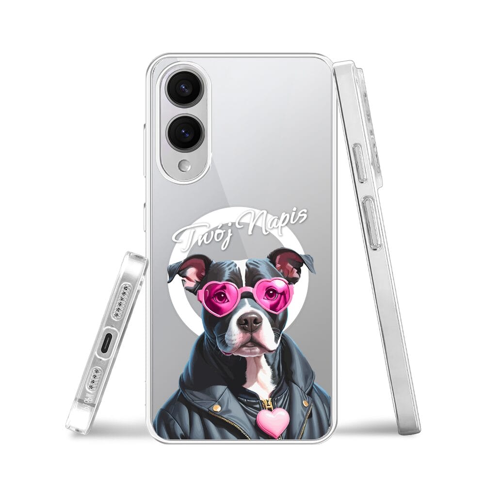 Etui do Samsung Galaxy S25 Edge z MagSafe przeźroczyste, silikonowe Flexi, Puppy Love, pies rasy Amstaff - obrazek 3