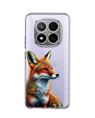 Etui do Xiaomi Redmi Note 14 Pro 4G przeźroczyste, silikonowe Flexi, Dzika Mandala, Twarz lisa