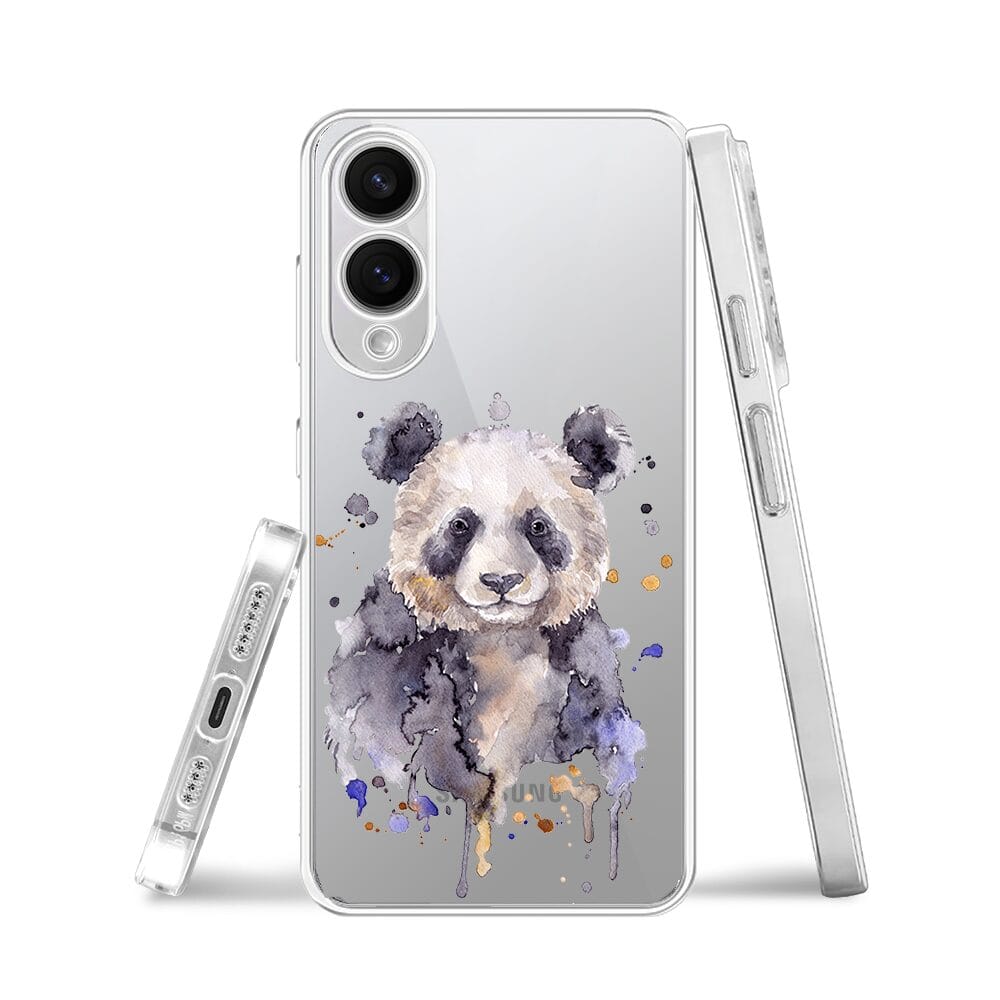 Etui do Samsung Galaxy S25 Edge przeźroczyste, silikonowe Flexi, Akwarelowe Zoo, Panda - obrazek 3
