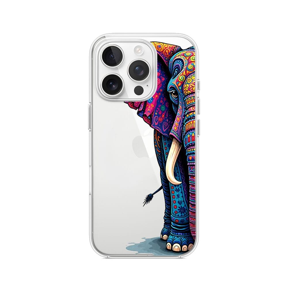 Etui do iPhone 15 Pro przeźroczyste, silikonowe Flexi, Dzika Mandala, Słoń