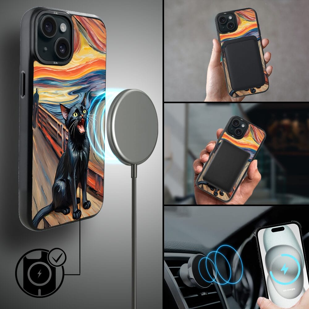 Etui do iPhone 15 IBIZU DropGuard Matt z MagSafe, Edvard Munch, krzyk kota - obrazek 8