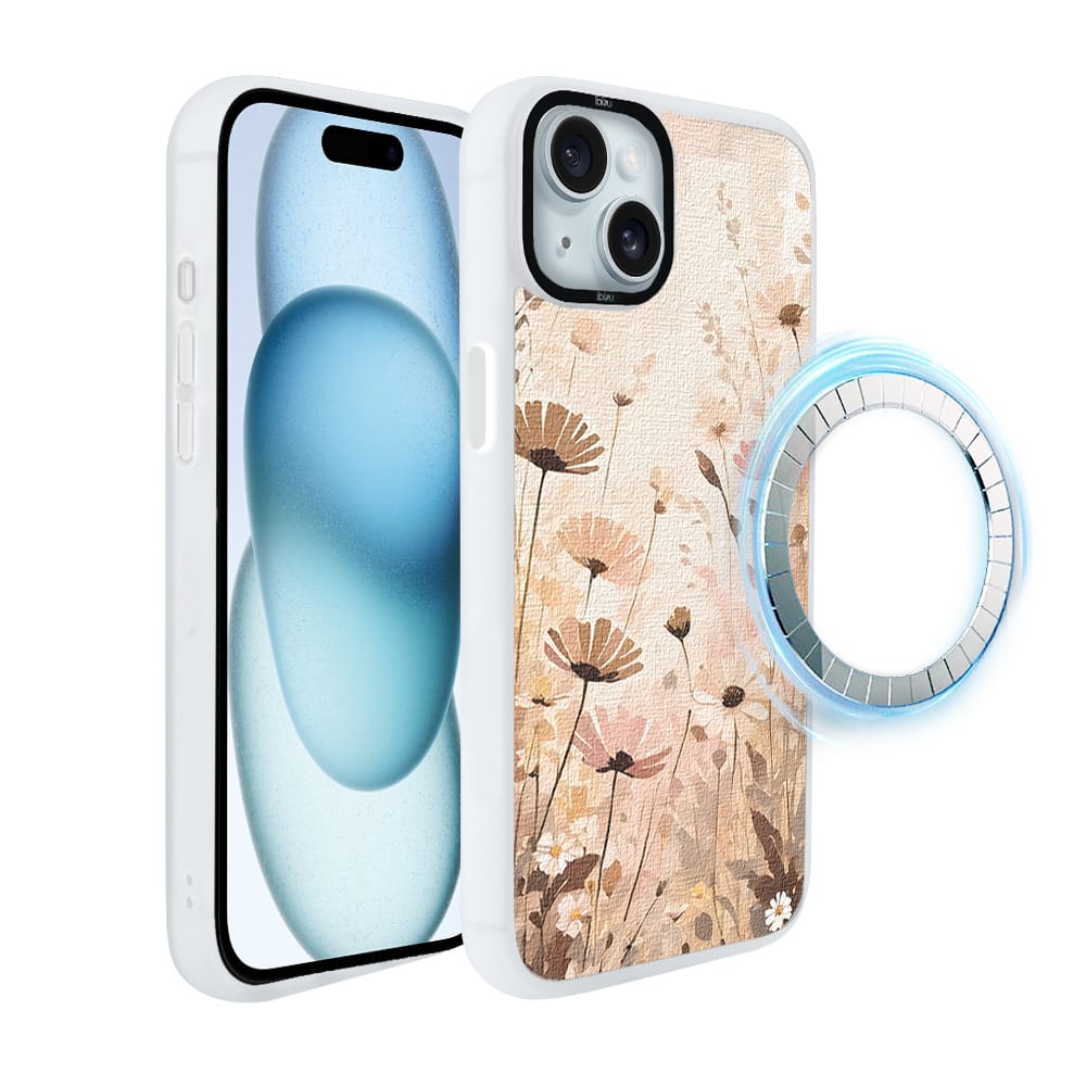 Etui do iPhone 15 IBIZU DropGuard Matt z MagSafe, Boho, Kwiatowa łąka