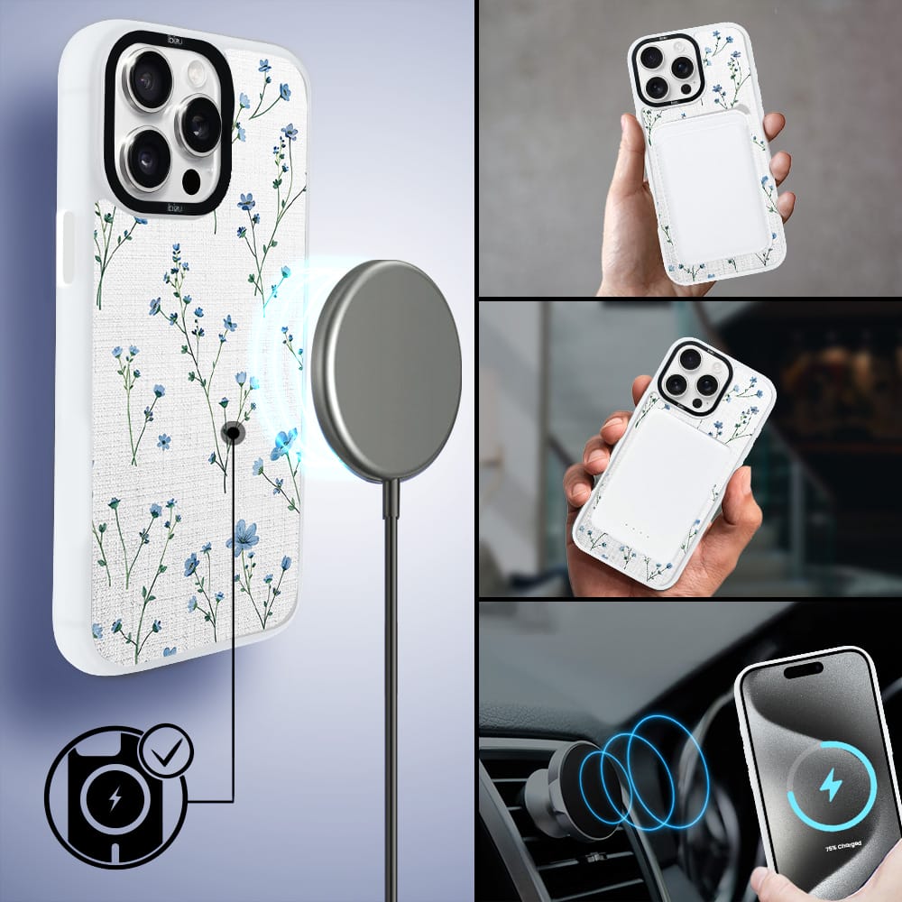 Etui do iPhone 15 Pro IBIZU DropGuard Matt z MagSafe, Pastel Bloom, Niebieski sen - obrazek 8