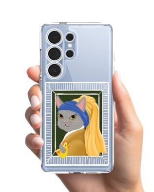 Etui do Samsung Galaxy S25 Ultra przeźroczyste, silikonowe Flexi, kotek z kurczakiem