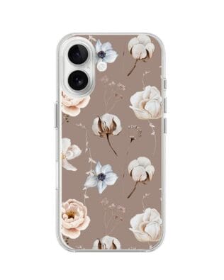 Etui do iPhone 16 Plus przeźroczyste, silikonowe Flexi, akwarelowe kwiatki