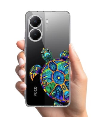 Etui do Xiaomi POCO X7 Pro przeźroczyste, silikonowe Flexi, Dzika Mandala, Żółw