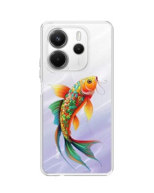 Etui do Xiaomi Redmi Note 14 5G przeźroczyste, silikonowe Flexi, Dzika Mandala, Złota ryba