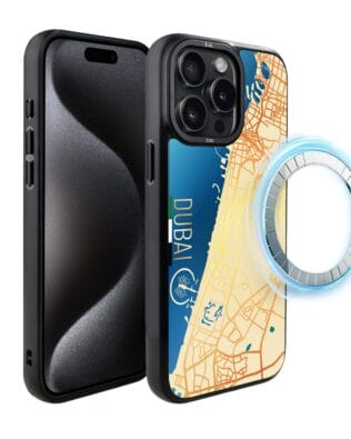 Etui do iPhone 15 Pro Max IBIZU DropGuard Matt z MagSafe, Mapy Świata, Dubai