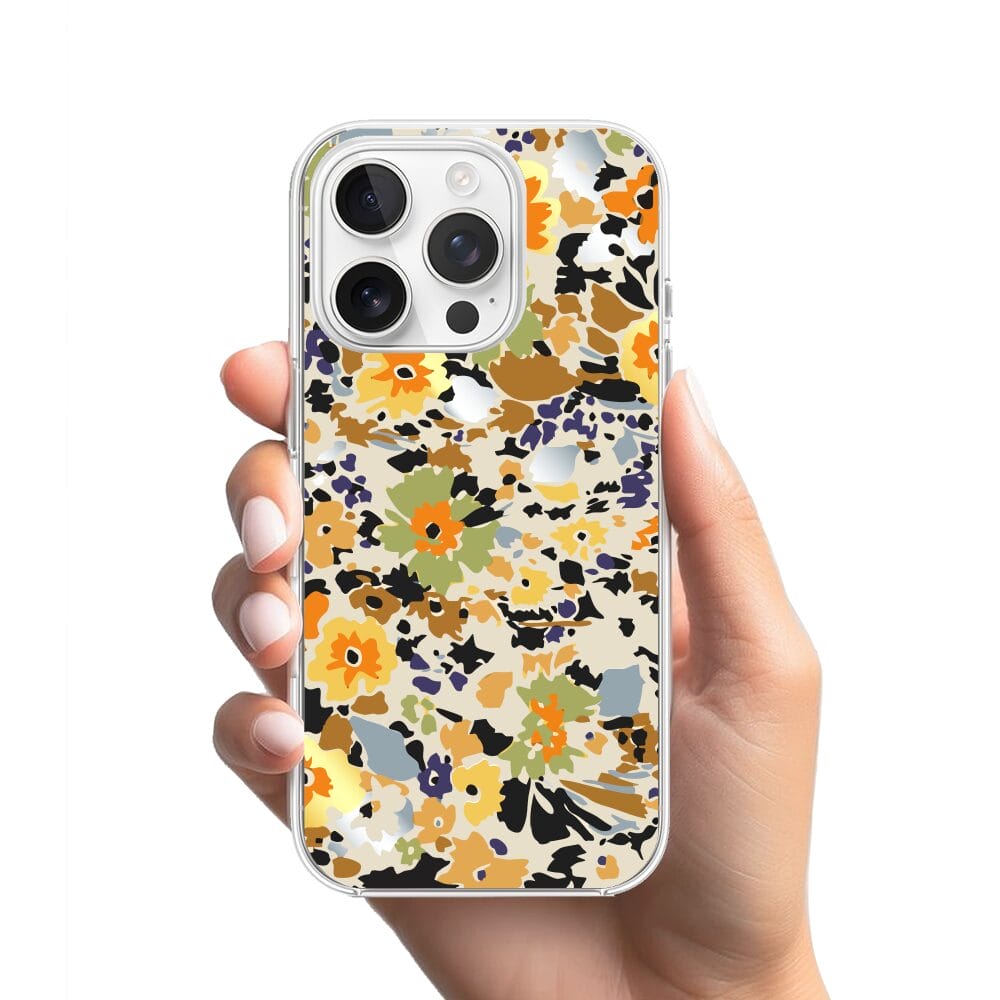 Etui do iPhone 16 Pro Max przeźroczyste, silikonowe Flexi, malowane kwiatki - obrazek 2