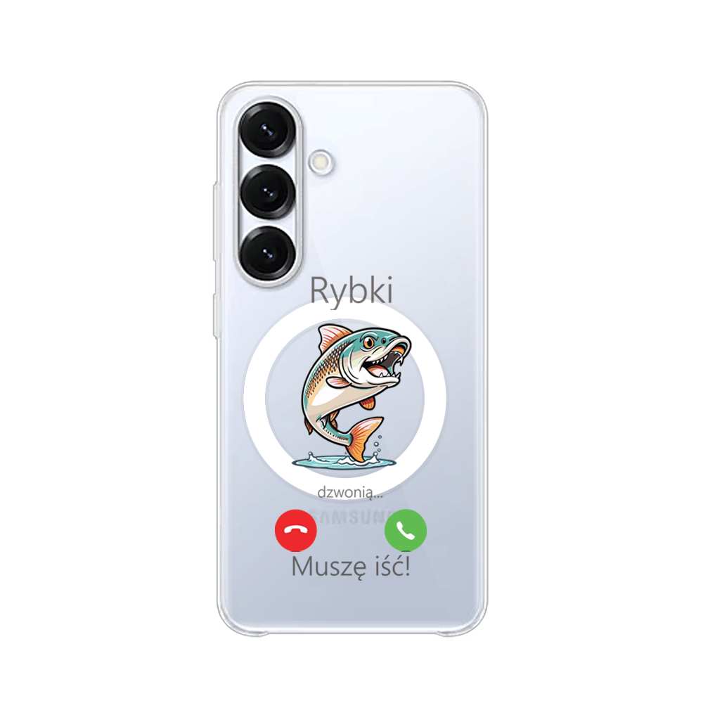 Etui do Samsung Galaxy S25 z MagSafe przeźroczyste, silikonowe Flexi, rybki dzwonią