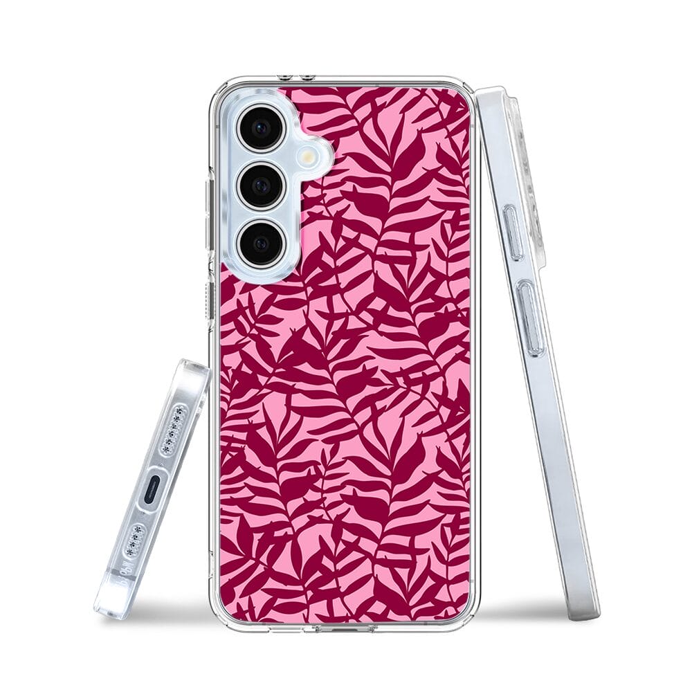 Etui do Samsung Galaxy S24 FE z MagSafe przeźroczyste, silikonowe Flexi, bordowe liście - obrazek 3