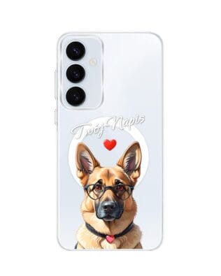 Etui do Samsung Galaxy A55 5G z MagSafe przeźroczyste, silikonowe Flexi, Puppy Love, pies rasy Owczarek Niemiecki