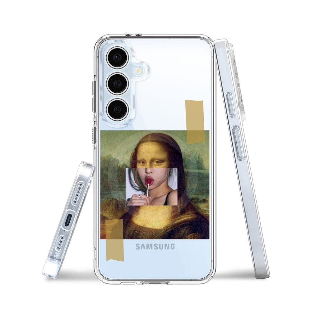 Etui do Samsung Galaxy S24 FE z MagSafe przeźroczyste, silikonowe Flexi, Mona Lisa z lizakiem - obrazek 3