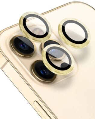 Metalowa osłona obiektywu aparatu ze szkła hartowanego 9H do iPhone 12 Pro, 1 zestaw, złota